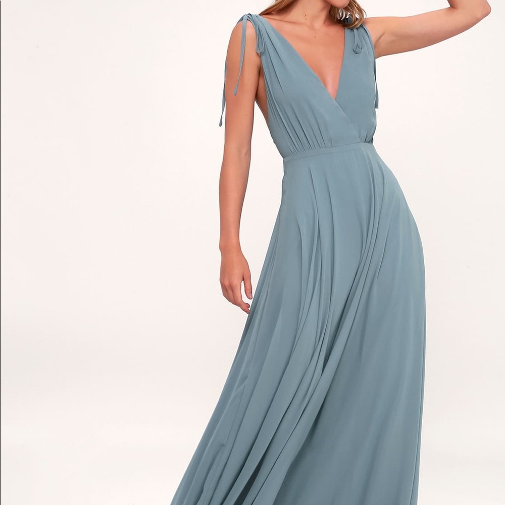 SLATE BLUE BACKLESS MAXI DRESS